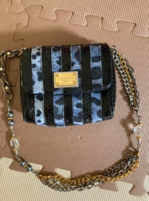 Dolce & Gabbana Bicolor Shoulder Chain Bag Black & Blue