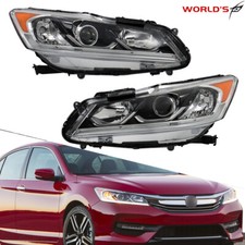 Left+Right For Honda Accord Sedan 2016-2017 Headlight Assembly Halogen W/LED DRL