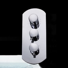 Chrome Brass 4 Ways Shower Diverter Thermostatic Mixer Control Valve 3 handles22