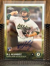 R.J. ALVAREZ 2016 TOPPS CHROME AUTOGRAPH ROOKIE OAKLAND A'S SIGNATURE AUTO RC!!!