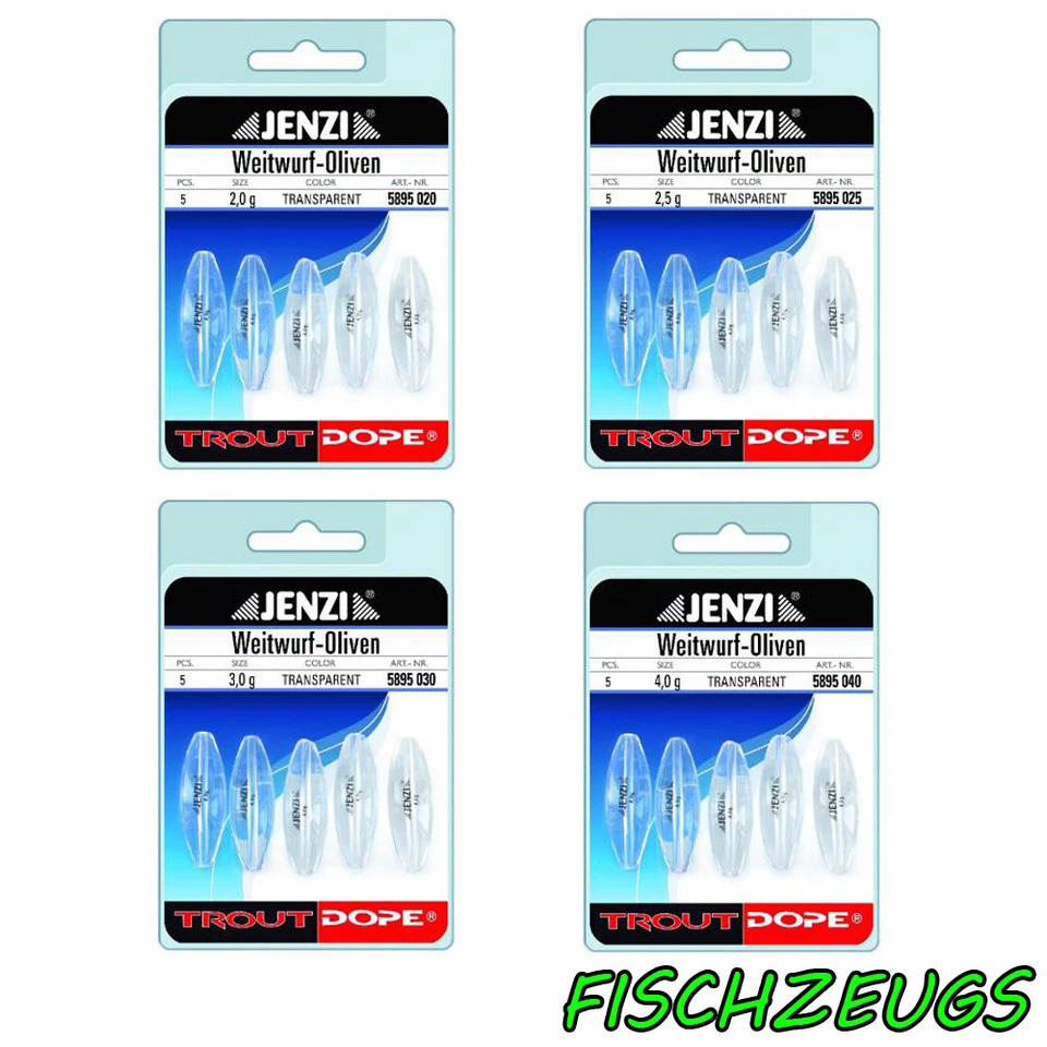 JENZI Weitwurfoliven transparent Trout Dope Forelle Tremarella 2g 2,5g 3g 4g