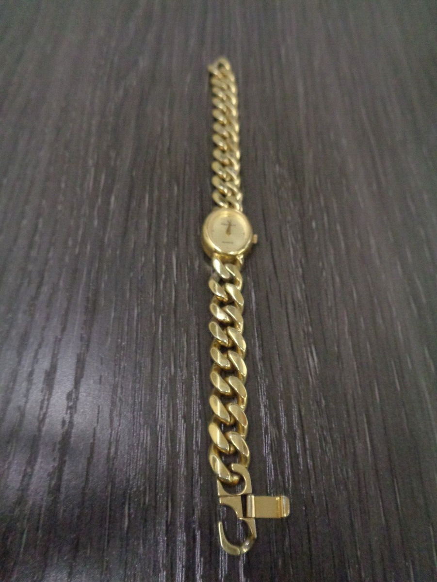 Womens Peugeot Bracelet Watch Chain Link Heavy Goldtone 7.5 Women main image 4