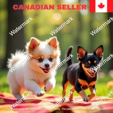 Digital Image Wallpaper Background Pomchi Puppy Chihuahua Playful Park AI