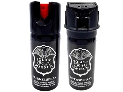 POLICE MAGNUM 2oz pepper spray 1 Flip Top 1 Safety Lock Stream Defense Security