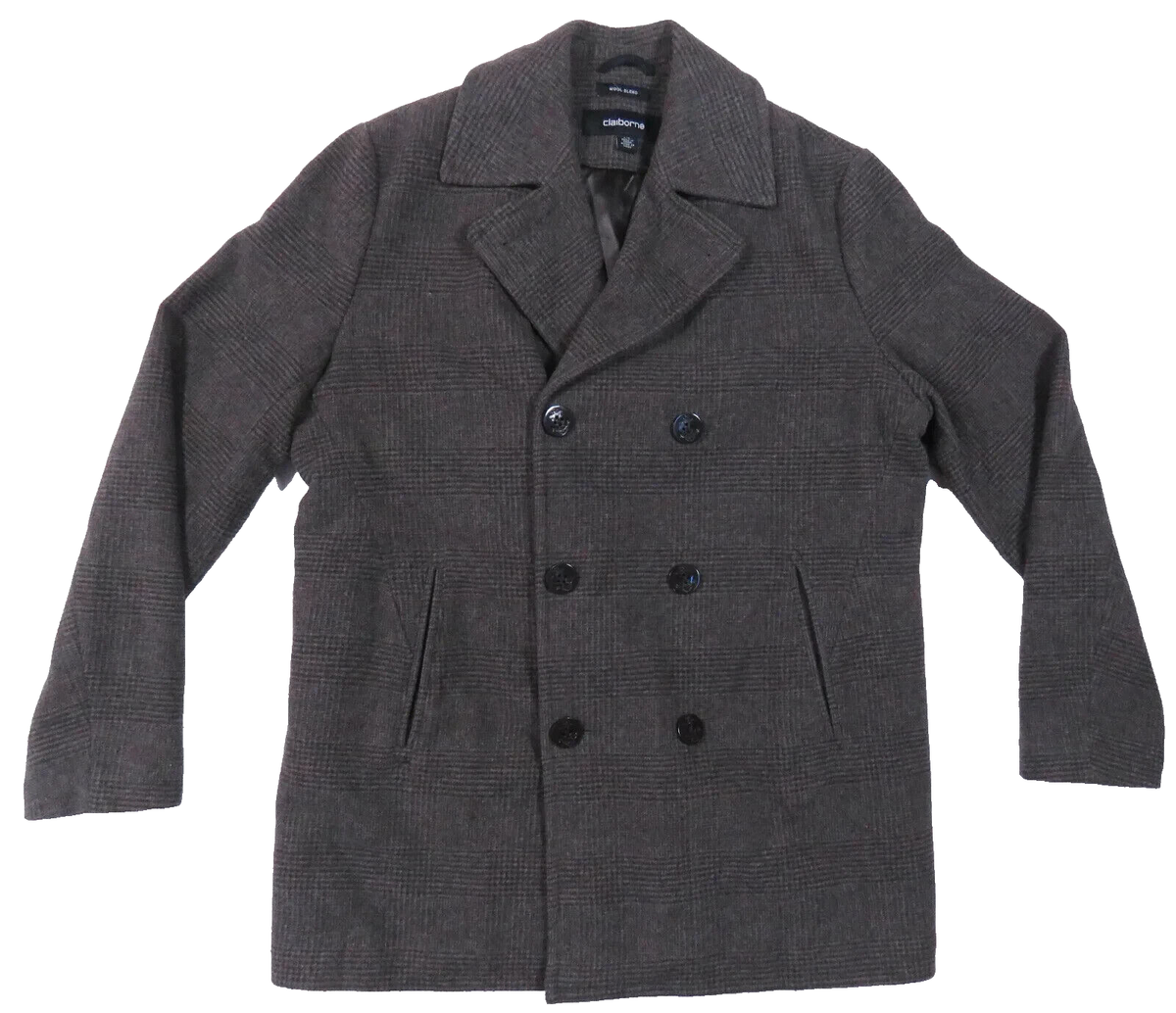Grey Claiborne Peacoat Claiborne Men Grey Wool Peacoat XL