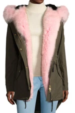 MOOSE KNUCKLES Women’s Stellar Canvas Parka Rabbit Fur Authentic! $1,950 BNWT