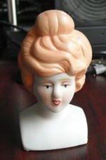 Vintage Porcelain Bisque Girl Doll Head and Shoulders 4 1/8" Tall