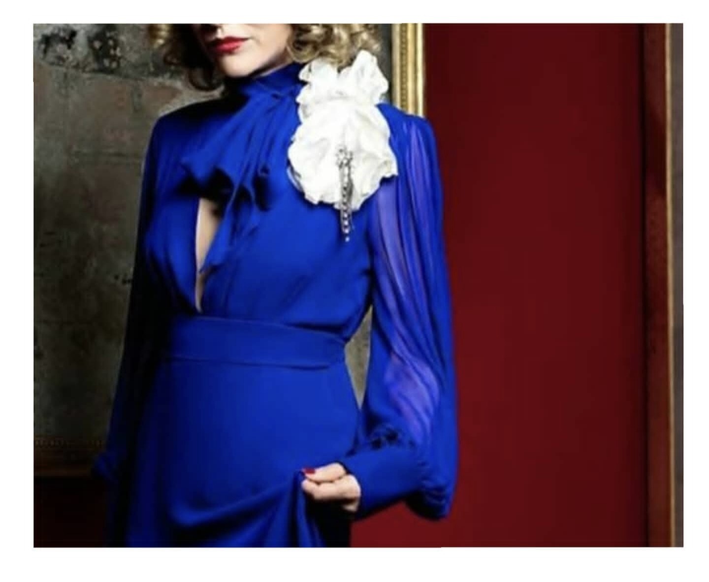 Vestido Boho Chic en Seda Chifón Azul Max