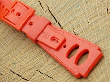 Vintage NOS Unused Red Rubber Watch Band w Red Buckle 19mm 3/4" Mens Swiss Made