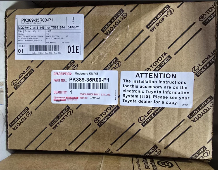 2024 2025 Toyota Tacoma Mudguard Kit PK389-35R00-P1 Genuine OEM Set Splash Guard Foto 2 de 2