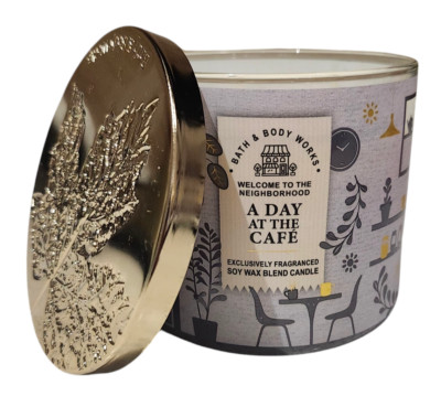 NEW Bath & Body Works A DAY AT THE CAFE Scented 3 Wick Large Candle 14.5 oz