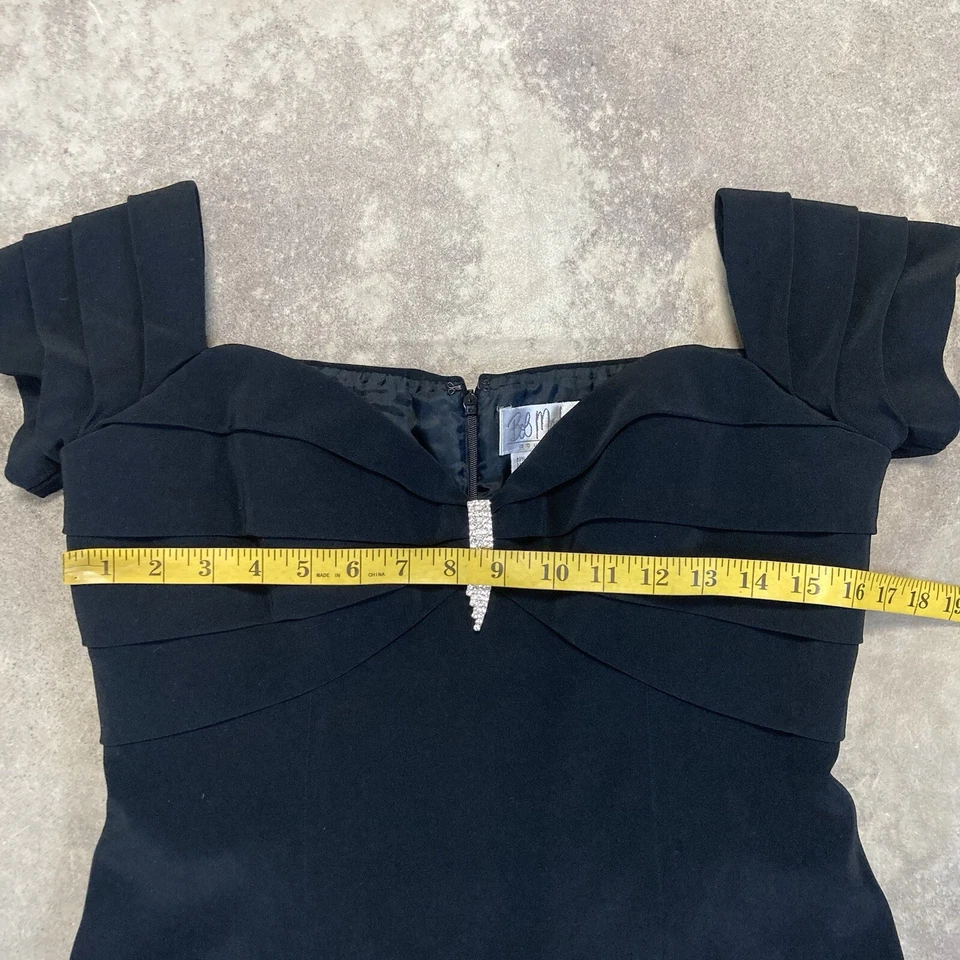 Bob Mackie Boutique Dress Women 12 Black Evening Long Midi Off The Shoulder Gown - Image 3 of 4