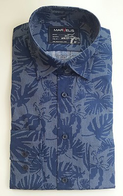 Marvelis Langarm Hemd  Gr.M 39/40 Kentkragen Blau Print Druck Artikel 60467418
