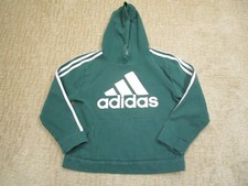 Adidas Hoodie Boys Medium Green Youth Kids Sweatshirt Kangaroo Pocket Pullover