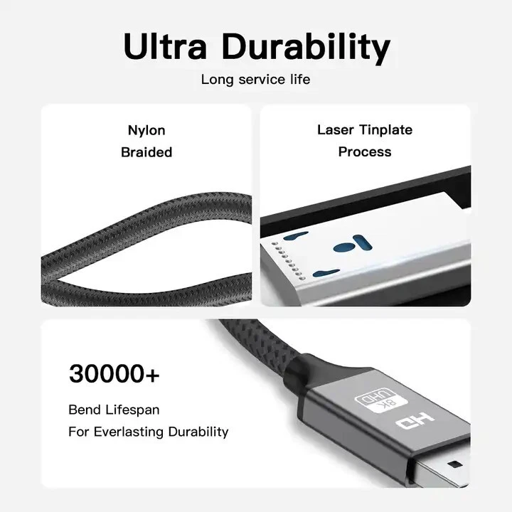 Uniean 5m DisplayPort v1.4 8k Male to Male braided cables 8k@60hz 5 meter - Image 2 of 3