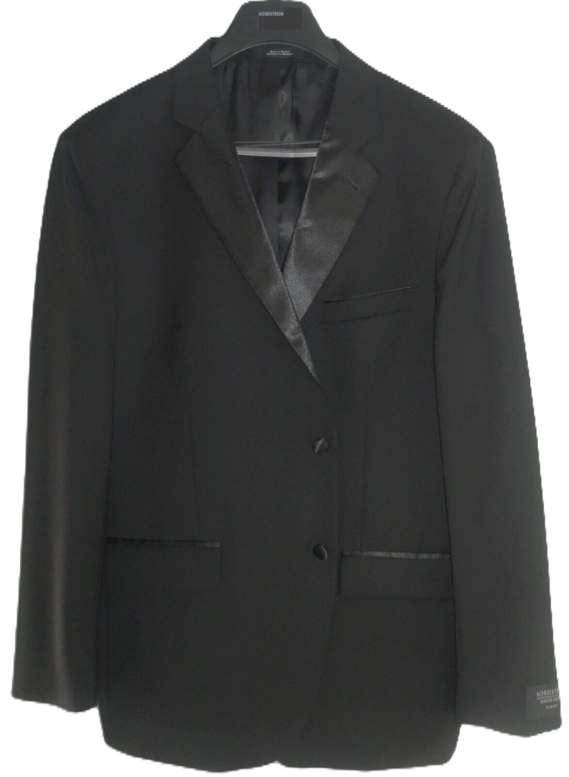 NWOT NORDSTROM Mens Shop Tech Smart 44R 44 Reg Trim Fit Tuxedo Jacket Black $299