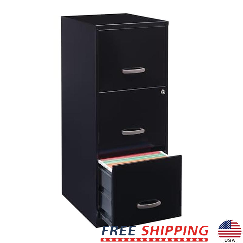 Vertical File Cabinet 3-Drawer Locking Smooth Glide Steel Storage Solution New