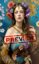 Ziola Rosa Fine Art Pretty Hippie Boho Rainbow Girl with Flowers 11x17 Signed