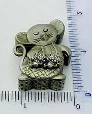 Mouse Brooch Pin, Necklace, Earrings & Jewelry Box Set * Pewter * by Torino New