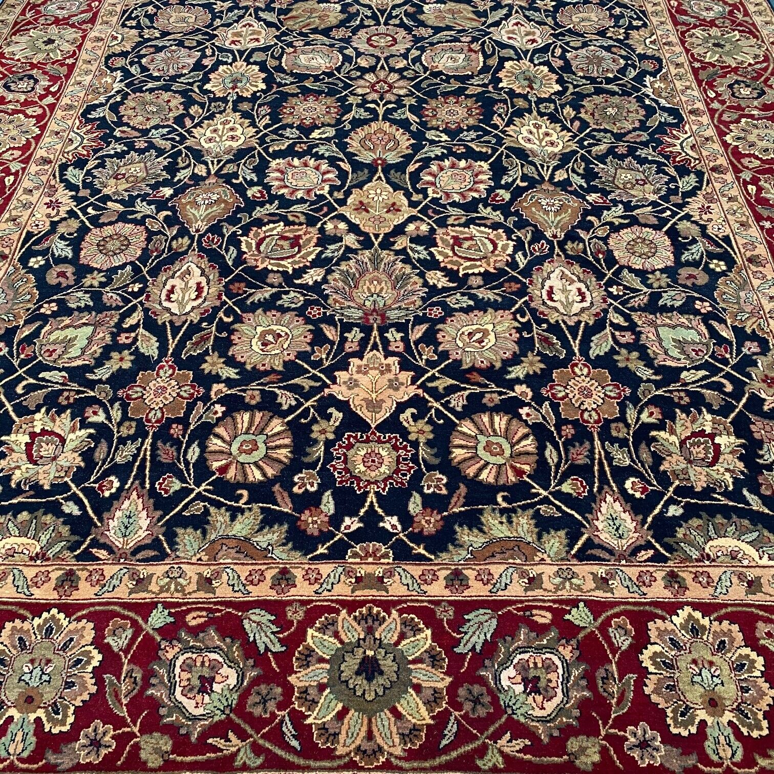 New Fine Quality Floral Oriental Rug Handmade in India, Thick Soft Pile, 9x12