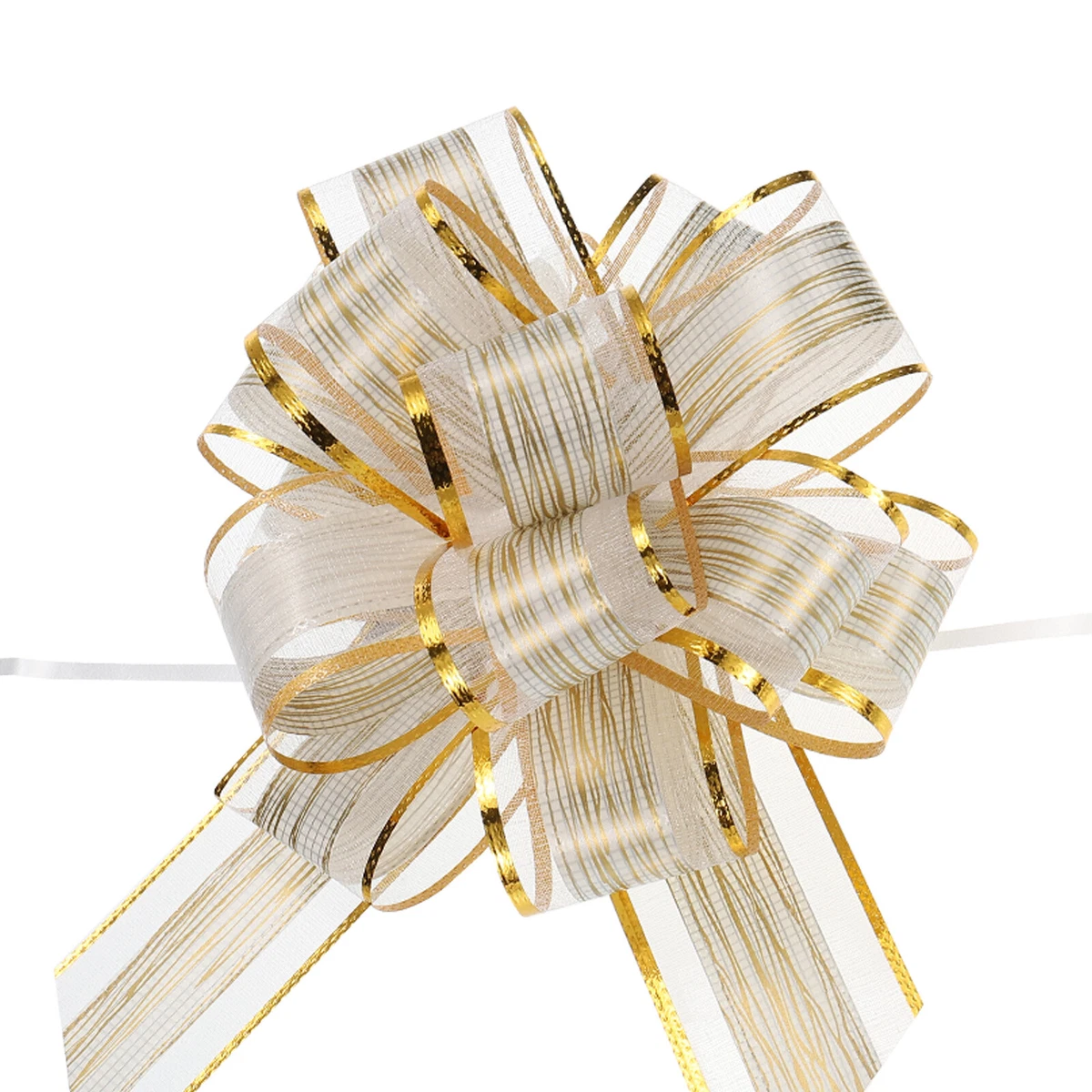 20pcs 7 Inch Large Pull Bow Gift Wrapping Bows Ribbon Organza Cream White