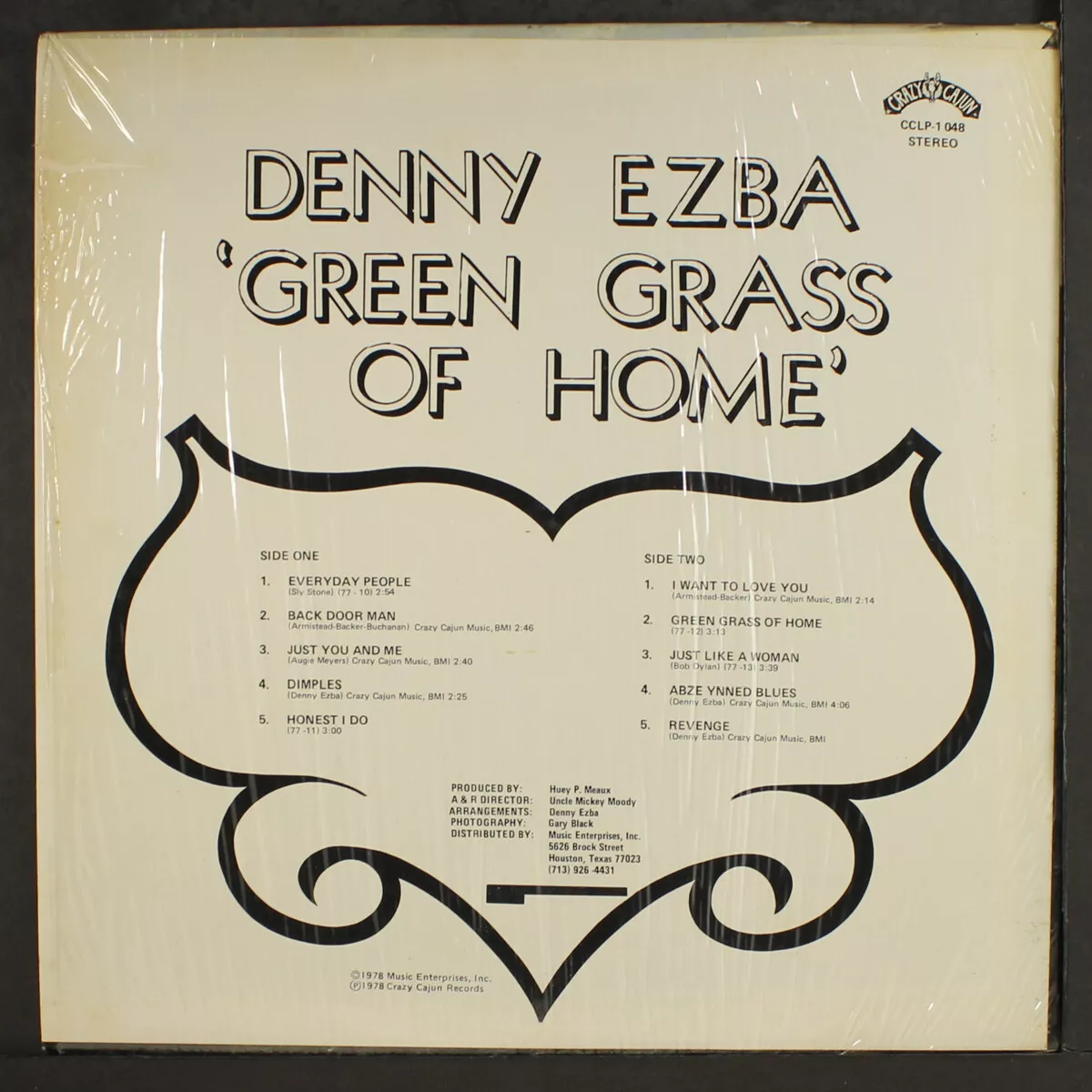 DENNY EZBA: green grass of home CRAZY CAJUN 12 LP 33 RPM