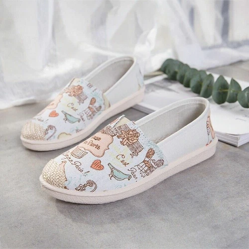 Zapatos de salón informales deslizantes de lona sin cordones estilo hilo dental para mujeres y damas - Imagen 10 de 18