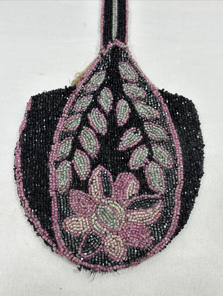 Antique Micro Beaded Flapper Art Deco Purse Evening Hand Bag Wristlet Nouveau - Image 3 of 4