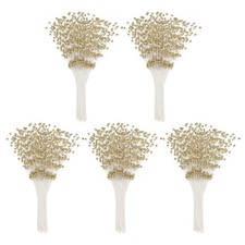 50 Pcs 4mm Pearl String Bouquet Pearl Stick Stems Bouquets Garland Spray, Gold