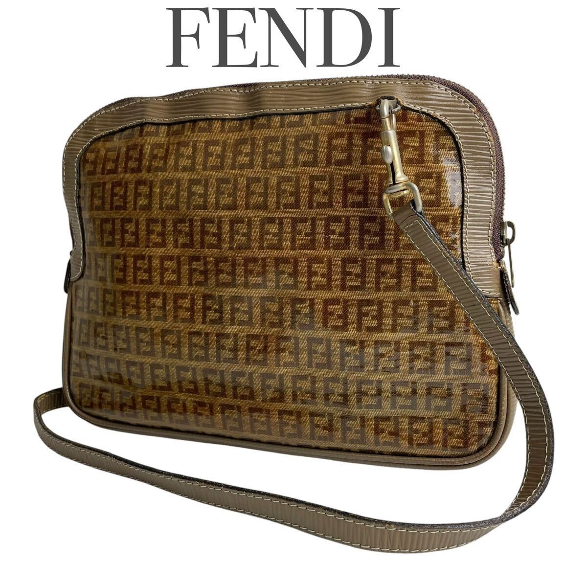 Vintage Fendi Zuccino Shoulder Bag in PVC Leather Excellent Condition