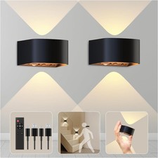 2X Wireless Rechargeable LED Wall Light Up/Down Wall Sconce Indoor Motion Sensor
