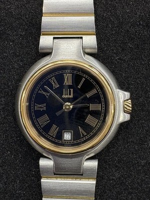 NEW Dunhill Millennium Two Tone Black Roman Dial Ladies Date 26mm Watch