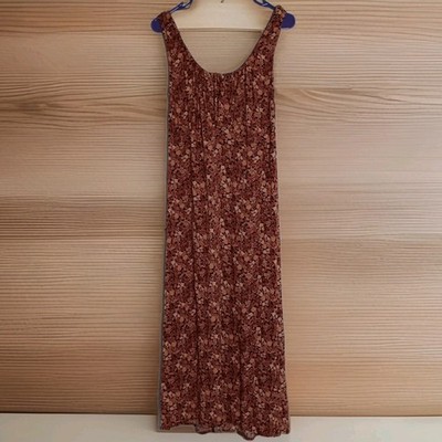 Old Navy Brown Floral Maxi Dress M Milkmaid Forest Fairy Cottagecore Peasant