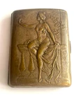 Vintage Rare Art Deco Erotic Metal Gilded Cigarette Box