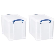Really Useful Box 19L Storage Container with Lid and Clip Lock Handles, (2 Pack)
