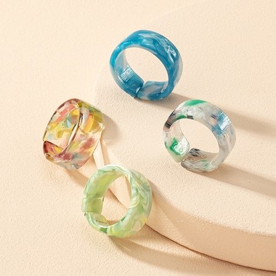 4 Pcs Harz Ringe Damen Einzigartiger Harzring Einfacher Fingerring