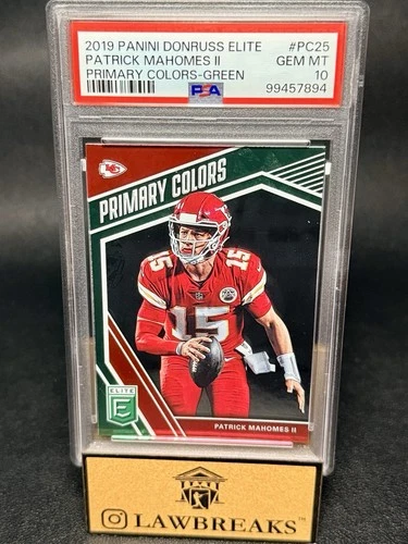 2019 DONRUSS ELITE - PRIMARY COLORS GREEN #PC25 - PATRICK MAHOMES II - PSA 10
