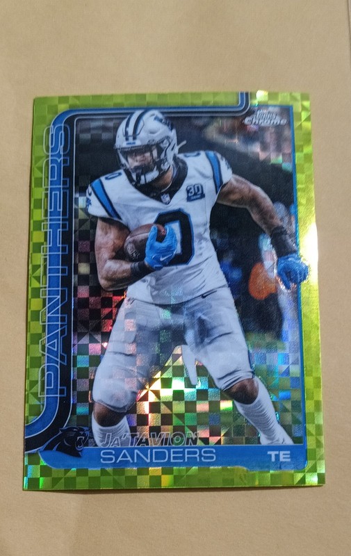 2025 Topps Chrome Ja’Tavion Sanders Lime Green X-Fractor #45 Carolina Panthers