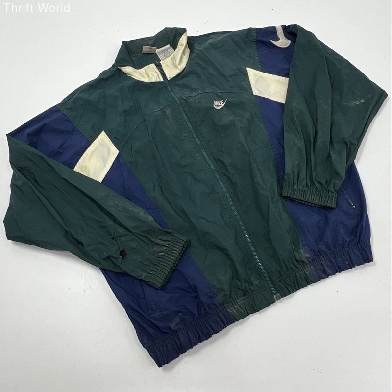 Vintage 90s Nike Colorblock Swoosh Logo Full Zip Windbreaker Jacket Sz M