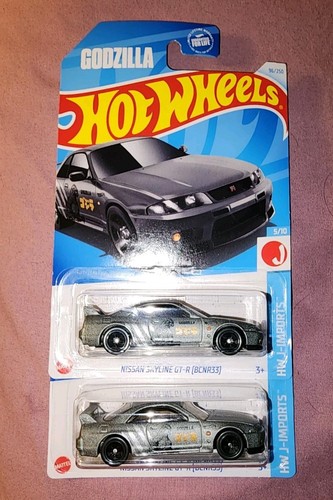 Pair Of Hot Wheels Nissan Skyline GT-R BCNR33 HTD96 Gray HW J-Imports - Picture 1 of 3