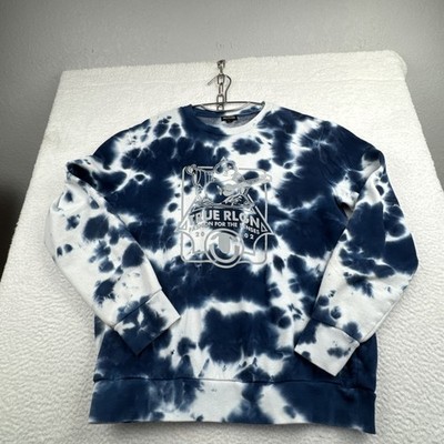True Religion Tie Dye Buddha Poseidon Sweatshirt Crewneck Men s Medium Blue