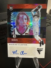 NICOLAS CLAXTON 2019-20 CHRONICLES FLUX ROOKIE RED PRIZM NETS RC AUTO Q5378