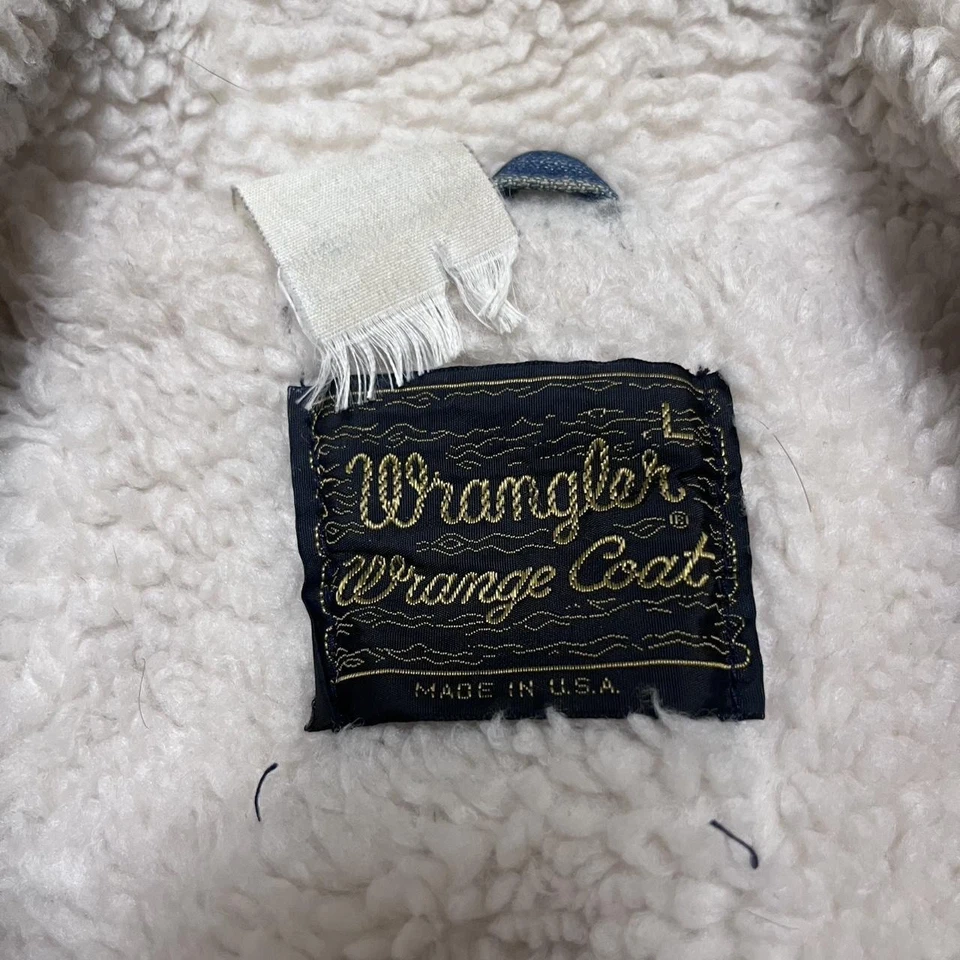 Vintage Wrangler Denim Sherpa Jacket 70s Size Large Made In USA - Image 2 of 4