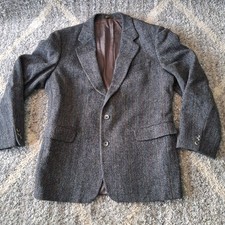 Harris Tweed Blazer GrayHerringbone Sport Coat 100 Pure Wool Jacket Hungary VTG