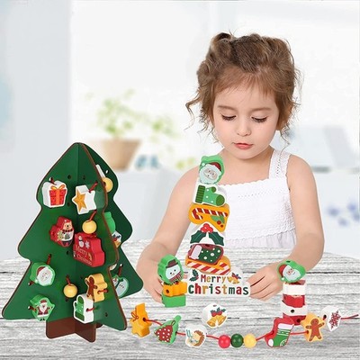 Weihnachten Schnürperlen für Kleinkinder, Vorschule Lernen Fädeln Spielzeug für Kinder