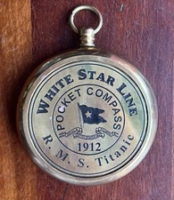 White Star Line - 1912 R.M.S. TITANIC Brass Pocket Compass-Working Model