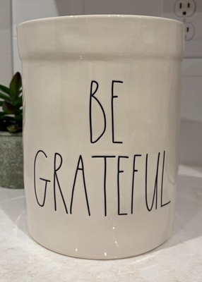 #ad Rae Dunn Artisan Collection Be Grateful Jar Farmhouse Kitchen Utensil Holder $24.99