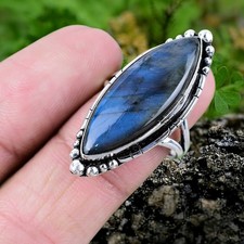 Blue Labradorite Ring Silver Ring 925 Sterling Silver Ring Anniversary Jewelry