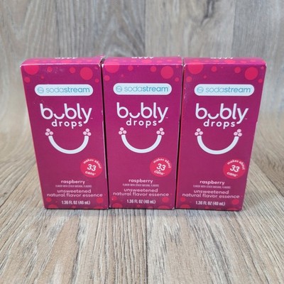 3x SodaStream bubly Drops Raspberry Unsweetened Flavor Essence 1.36 fl oz 11/25