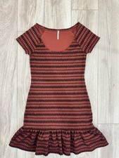 Free People Women’s M Knit Sweater Dress Boho Aztec Tribal Print Short Sleeve